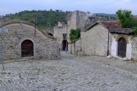 Traditional living houses in the castle of Berat