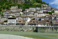 The river Osum in Berat city, Albania