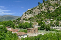 Osum river in Berat city, Albania