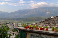 Flowers on the roof in Gjirokastër