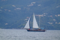 Sailboat in Corfu Channel