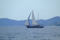 Sailboat in Corfu Channel